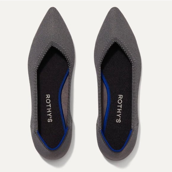 Rothys gray Point  flats shoes 6 6.5 w8.5 $155  slippers - Picture 2 of 9